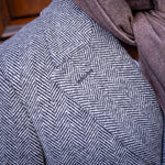 Manteau « Polo coat » chevron blanc cassé et noir
