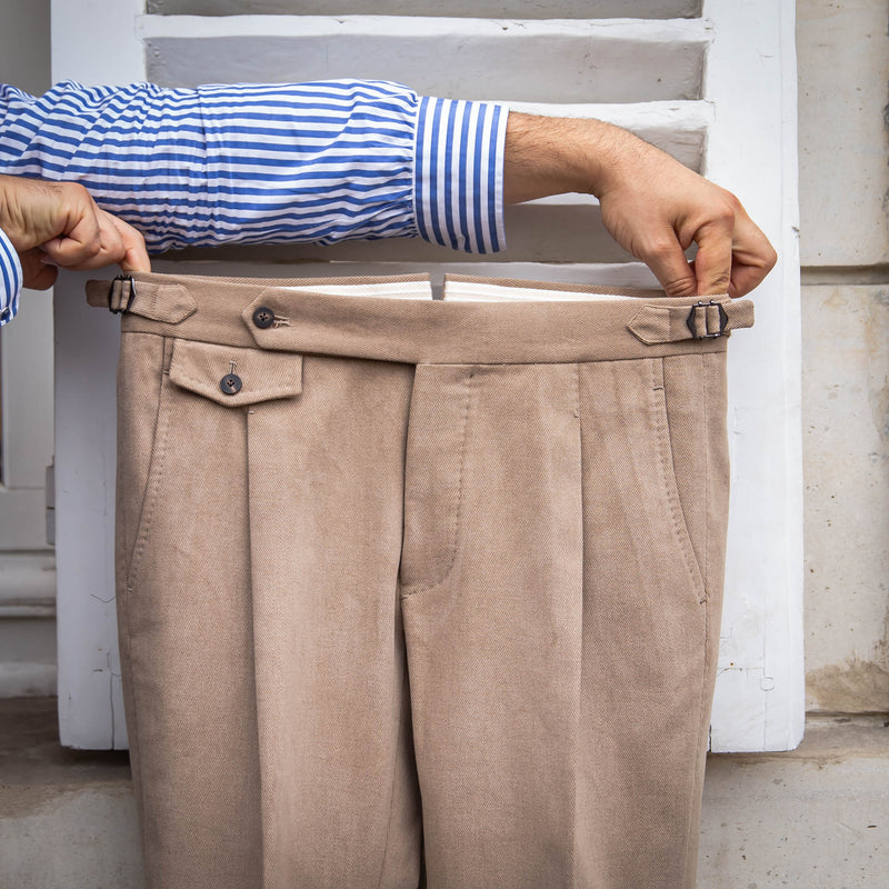 Pantalon Napolitain en drill de coton beige