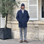 Manteau « car coat » croisé bleu napolitain