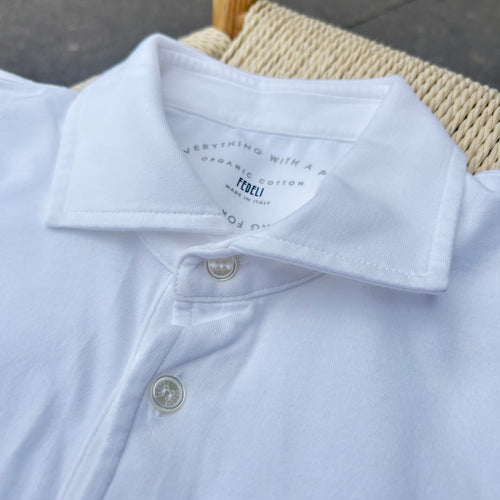 Polo manches courtes jersey de coton “Giza” blanc