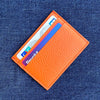 Porte-cartes orange cuir grainé 11