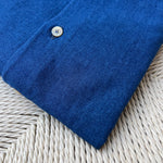 Chemise en denim flanelle bleu moyen col italien