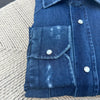 Chemise « used » en denim Texas bleu foncé