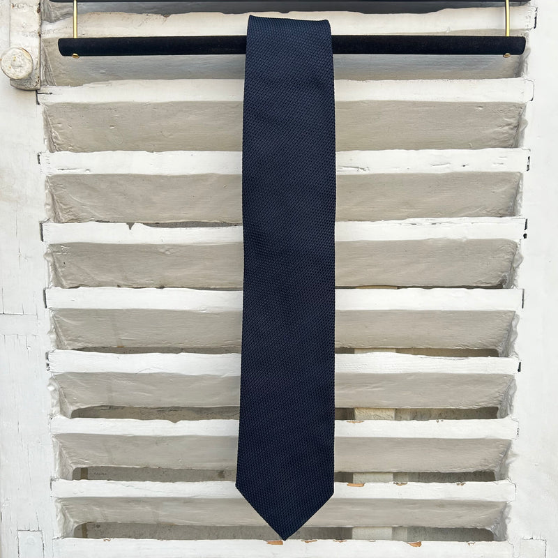 Cravate micro-grenadine bleu marine 45