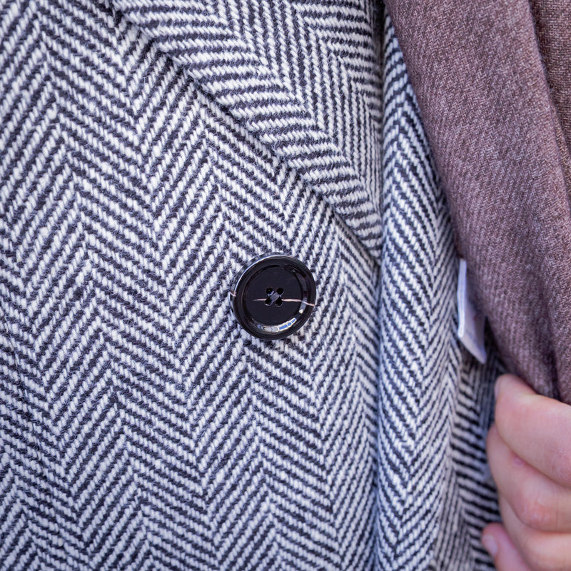 Manteau « Polo coat » chevron blanc cassé et noir