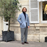 Veste napolitaine bleu clair laine, lin et soie
