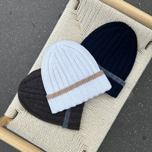 Bonnet cachemire marron et gris