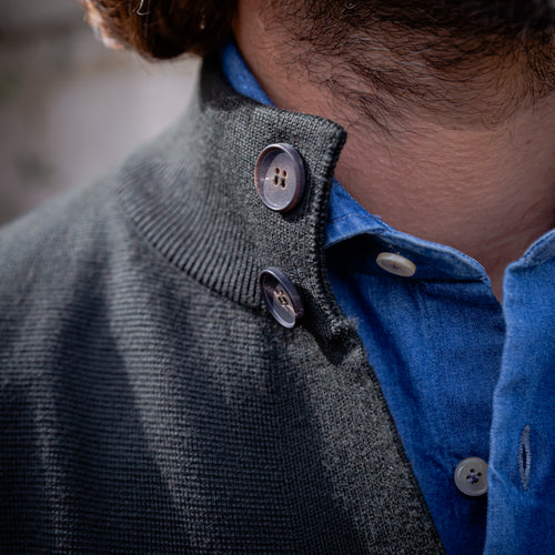 Gilet laine « punto Milano » vert foncé