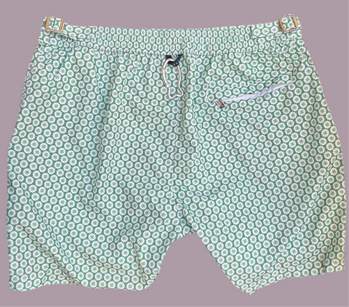 Maillot de bain vert motif fleurs vertes