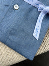Chemise en flanelle de coton bleu clair col POSITANO