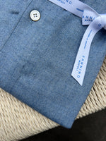 Chemise en flanelle de coton bleu clair col POSITANO