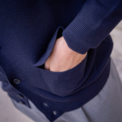 Gilet laine « punto Milano » bleu marine