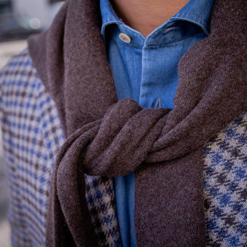 Veste napolitaine hivernale motif pied de poule laine lin et soie