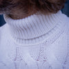 Pull col roulé torsadé laine et cachemire blanc cassé
