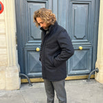 Parka bleu marine laine et cachemire