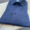 Chemise en flanelle de coton bleu marine col POSITANO
