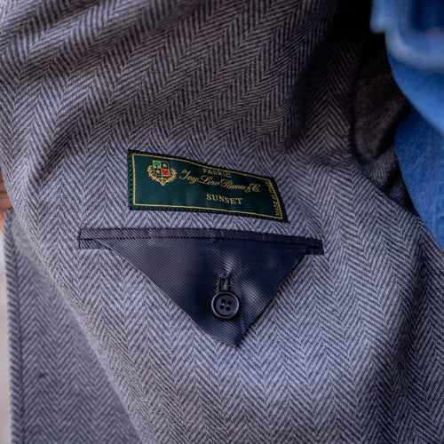 Veste ICONIC jersey de cachemire et soie gris LORO PIANA chevrons