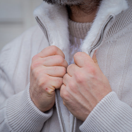 Gilet beige clair cachemire