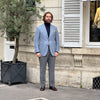 Veste napolitaine bleu clair laine, lin et soie