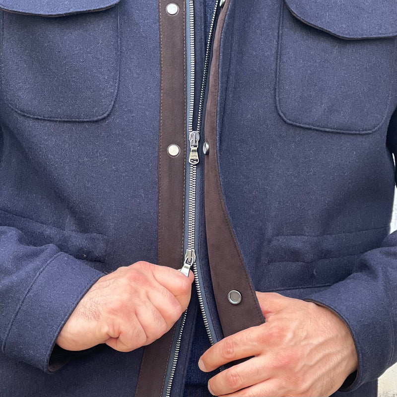 Saharienne bleu marine jersey laine et cachemire