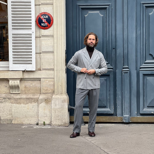 Veste croisée gris clair laine et cachemire Loro Piana