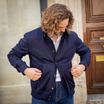 Blouson non doublé laine LORO PIANA bleu marine