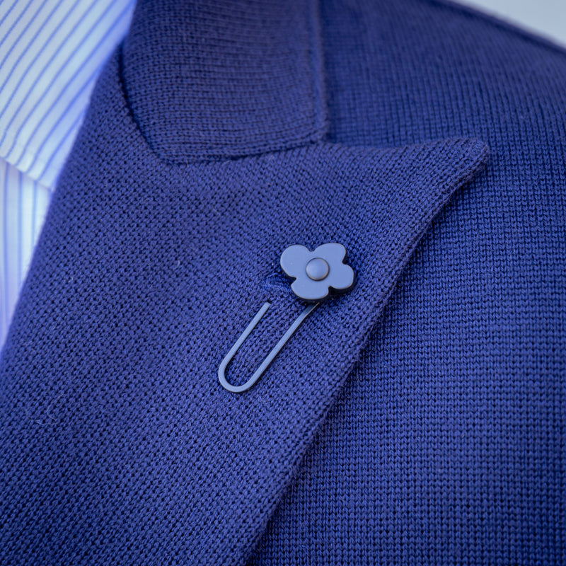 Veste maille croisée bleu marine laine