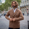 Veste en maille croisée camel