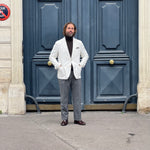 Veste en velours côtelé blanc cassé