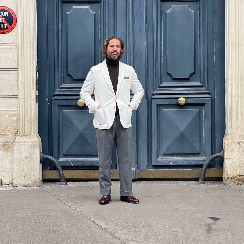 Veste en velours côtelé blanc cassé