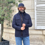 Saharienne bleu marine jersey laine et cachemire