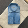 Chemise « used » en denim Texas bleu clair super bleached