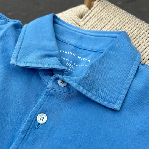 Polo manches courtes jersey de coton “Giza” bleu clair