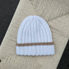 Bonnet cachemire blanc cassé et camel