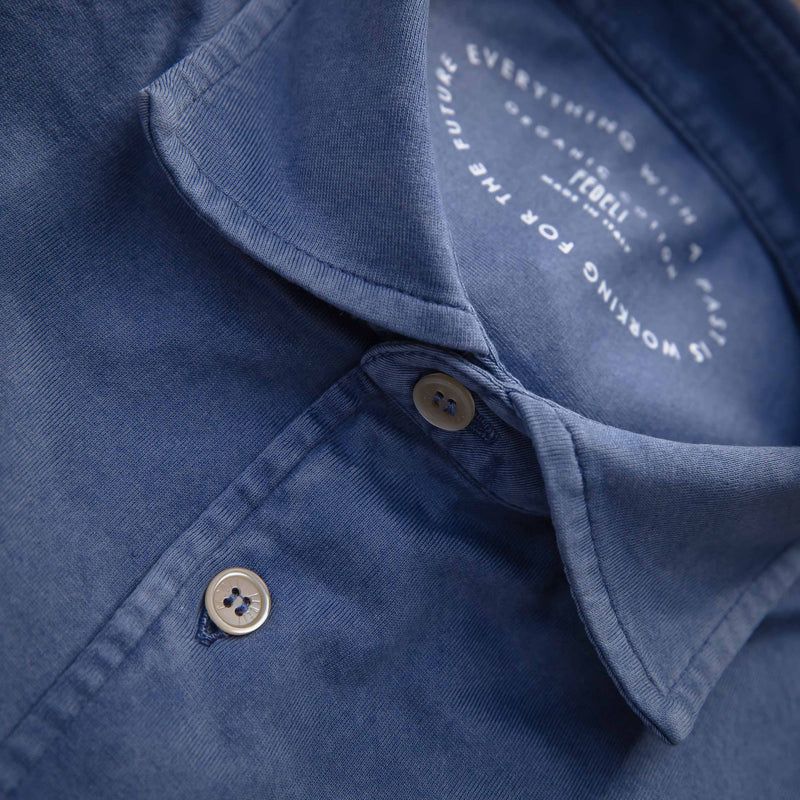 Chemise jersey de coton « giza » bleu jean