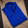 Gilet zippé en laine mérinos bleu Majorelle