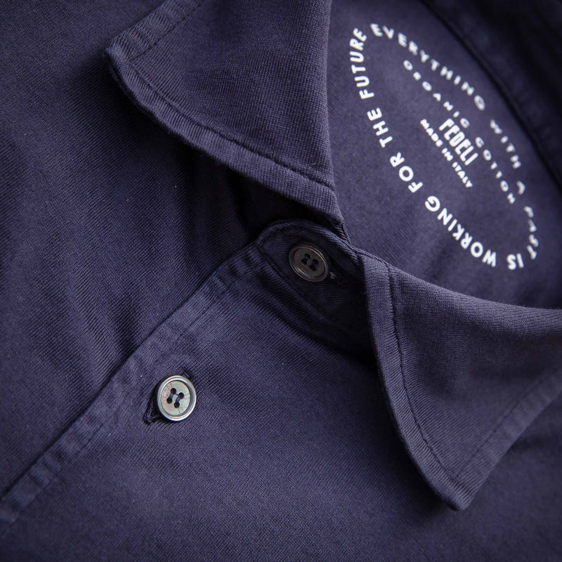 Chemise jersey de coton « giza » bleu marine