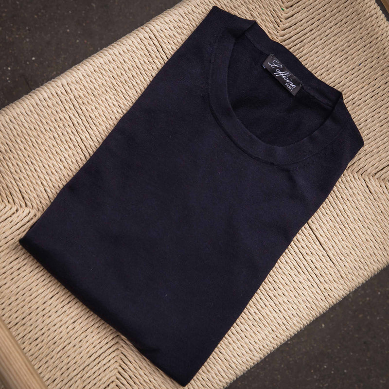 T-shirt manches courtes coton « sea island » bleu marine
