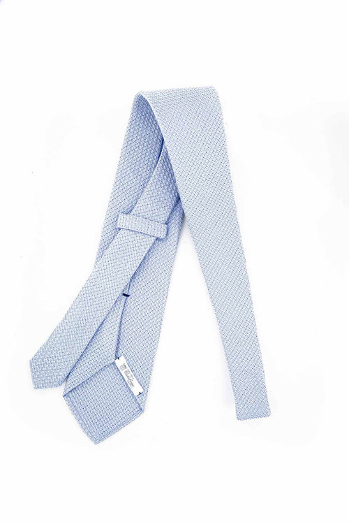 Cravate grenadine de soie bleu ciel doublée - CALABRESE